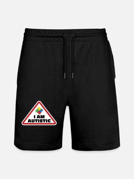 I am Autistic: Puzzle Icon Design - Stanley/Stella Trainer Unisex Organic Jogging Shorts - black