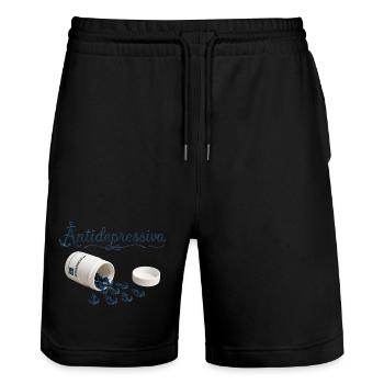 Antidepressive Anker Glitter Logo - Stanley/Stella Unisex Bio Joggingshorts Trainer  - Schwarz - Vorne - Nik (191cm) & Marisol (170cm)
