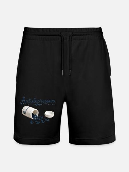 Antidepressive Anker Glitter Logo - Stanley/Stella Unisex Bio Joggingshorts Trainer - Schwarz