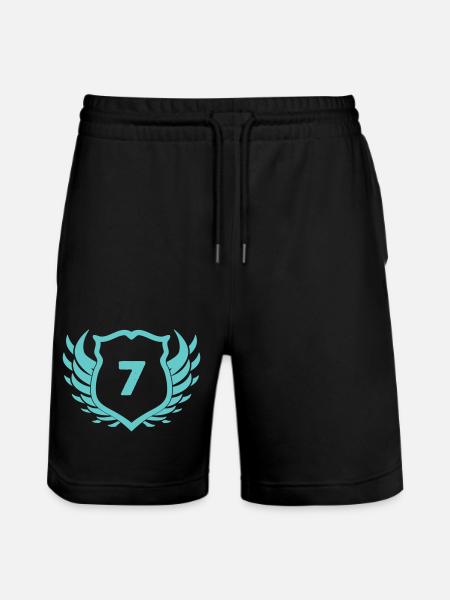 Seven-winged shield with number 7 - Stanley/Stella Trainer Unisex Organic Jogging Shorts - black
