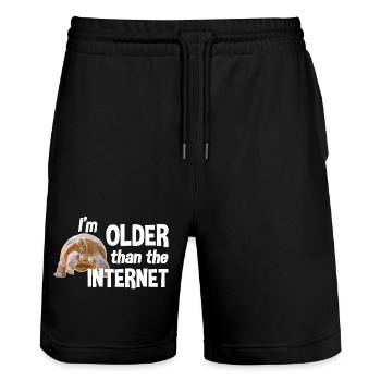 I'm older than the Internet - Turtle - Stanley/Stella Trainer Unisex Organic Jogging Shorts - black - Front - Nik (191cm) & Marisol (170cm)