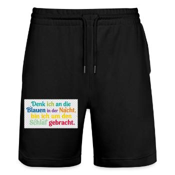 Bunte Nachtgedanken Schlafzitat - Stanley/Stella Unisex Bio Joggingshorts Trainer  - Schwarz - Vorne - Nik (191cm) & Marisol (170cm)
