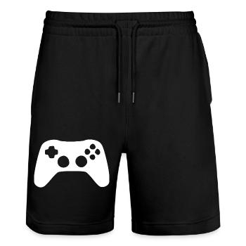 Gamer Gaming Gift - Stanley/Stella Trainer Unisex Organic Jogging Shorts - black - Front - Nik (191cm) & Marisol (170cm)