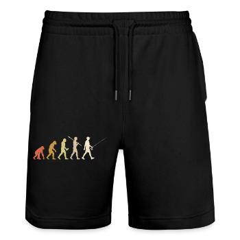 Fishing Evolution : Cadeau drôle du pêcheur - Short de jogging bio TRAINER Stanley/Stella unisexe - noir - Devant - Nik (191cm) & Marisol (170cm)