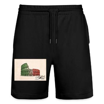 Azzo - Short de jogging bio TRAINER Stanley/Stella unisexe - noir - Devant - Nik (191cm) & Marisol (170cm)