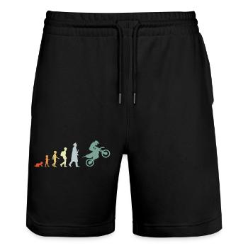 De l’enfant à l’évolution du pilote de motocross - Short de jogging bio TRAINER Stanley/Stella unisexe - noir - Devant - Nik (191cm) & Marisol (170cm)