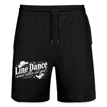 Line Dance Liebe - Stanley/Stella Unisex Bio Joggingshorts Trainer  - Schwarz - Vorne - Nik (191cm) & Marisol (170cm)