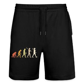 Évolution du tennis - Cadeau pour joueuse de tennis minimaliste - Short de jogging bio TRAINER Stanley/Stella unisexe - noir - Devant - Nik (191cm) & Marisol (170cm)