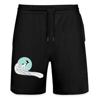 Surfer Girl Shirt with Illustration - Stanley/Stella Trainer Unisex Organic Jogging Shorts - black - Front - Nik (191cm) & Marisol (170cm)