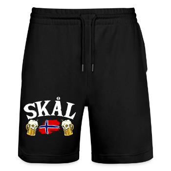 Vacances en Norvège dans les fjords de Norge Voyage en Scandinavie - Short de jogging bio TRAINER Stanley/Stella unisexe - noir - Devant - Nik (191cm) & Marisol (170cm)