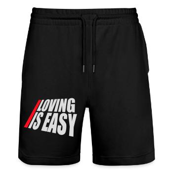 Loving Is Easy Inspirierend Romantisch Spruch Logo - Stanley/Stella Unisex Bio Joggingshorts Trainer  - Schwarz - Vorne - Nik (191cm) & Marisol (170cm)
