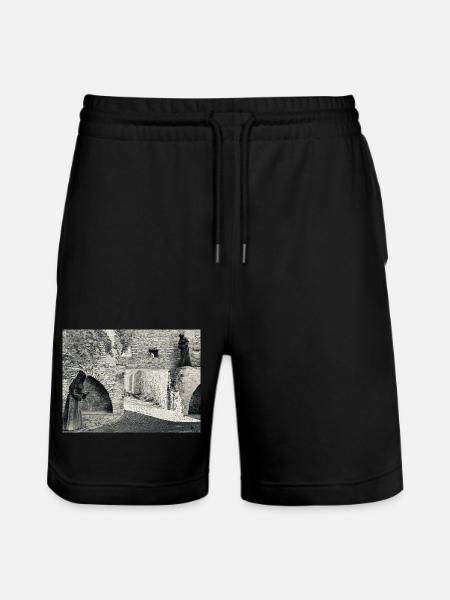 Monastery Shadows on the Stone - Stanley/Stella Trainer Unisex Organic Jogging Shorts - black