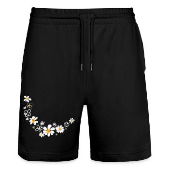 Floral garland - Stanley/Stella Trainer Unisex Organic Jogging Shorts - black - Front - Nik (191cm) & Marisol (170cm)