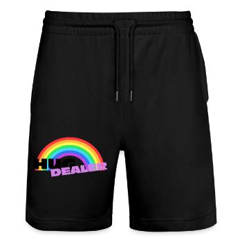 Hug Dealer Stickers: Colorful Rainbow Design - Stanley/Stella Trainer Unisex Organic Jogging Shorts - black - Front - Nik (191cm) & Marisol (170cm)