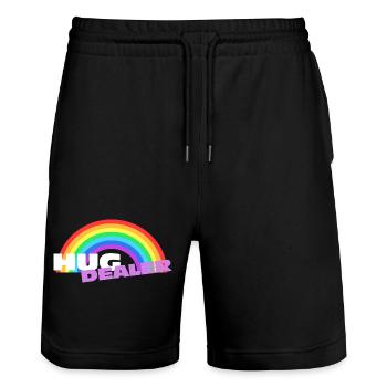 Hug Dealer Stickers: Colorful Rainbow Design - Stanley/Stella Trainer Unisex Organic Jogging Shorts - black - Front - Nik (191cm) & Marisol (170cm)