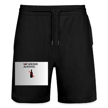 Nie Wieder Alkohol – Alkoholfrei - Stanley/Stella Unisex Bio Joggingshorts Trainer  - Schwarz - Vorne - Nik (191cm) & Marisol (170cm)