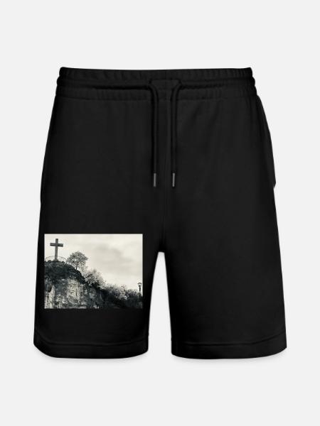 Stone Hill with Cross - Stanley/Stella Trainer Unisex Organic Jogging Shorts - black