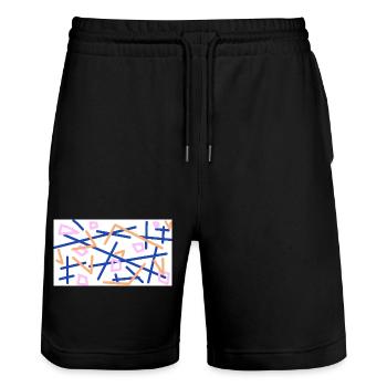 the confused life - Stanley/Stella Trainer Unisex Organic Jogging Shorts - black - Front - Nik (191cm) & Marisol (170cm)