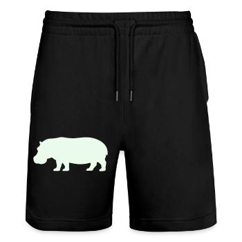 Silhouette d’hippopotame en vert pastel - Short de jogging bio TRAINER Stanley/Stella unisexe - noir - Devant - Nik (191cm) & Marisol (170cm)