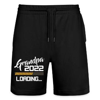 Grandpa Loading 2022 - Stanley/Stella Trainer Unisex Organic Jogging Shorts - black - Front - Nik (191cm) & Marisol (170cm)