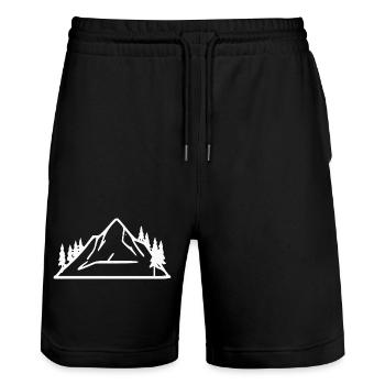 Mountain Hiking Mountaineering Gift - Stanley/Stella Trainer Unisex Organic Jogging Shorts - black - Front - Nik (191cm) & Marisol (170cm)