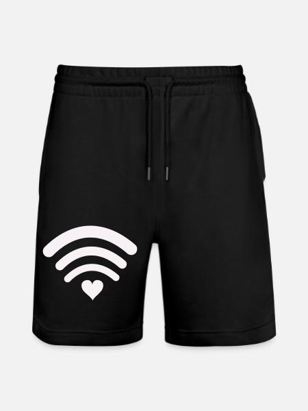 Wifi Love Heart Wifi Design - Stanley/Stella Trainer Unisex Organic Jogging Shorts - black