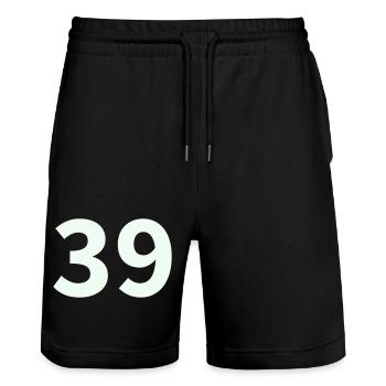 39- - Stanley/Stella Trainer Unisex Organic Jogging Shorts - black - Front - Nik (191cm) & Marisol (170cm)