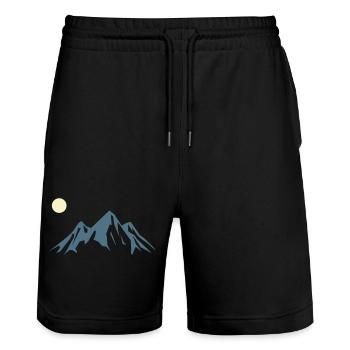 Lever de soleil en silhouette de montagne - Short de jogging bio TRAINER Stanley/Stella unisexe - noir - Devant - Nik (191cm) & Marisol (170cm)
