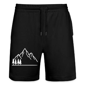 Mountain Hiking Mountaineering Gift - Stanley/Stella Trainer Unisex Organic Jogging Shorts - black - Front - Nik (191cm) & Marisol (170cm)