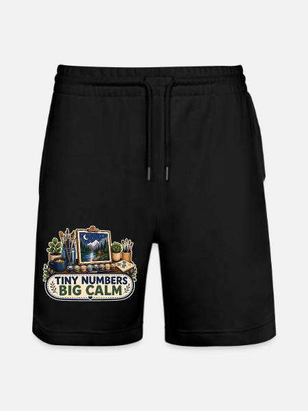 TINY NUMBERS BIG CALM - Stanley/Stella Trainer Unisex Organic Jogging Shorts - black