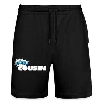 Cool Cousin Statement-Design für den Cousin - Stanley/Stella Unisex Bio Joggingshorts Trainer  - Schwarz - Vorne - Nik (191cm) & Marisol (170cm)