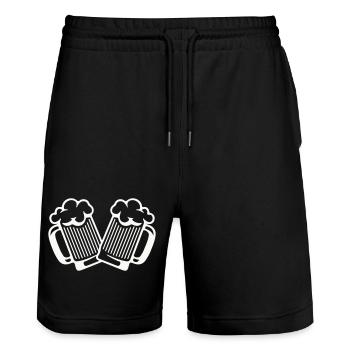 Tapotement des verres à bière - Short de jogging bio TRAINER Stanley/Stella unisexe - noir - Devant - Nik (191cm) & Marisol (170cm)