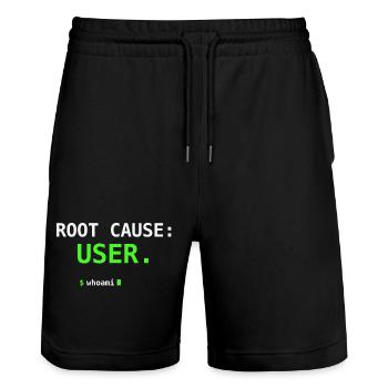 Root Cause USER Whoami IT Humor Nerd Geschenk - Stanley/Stella Unisex Bio Joggingshorts Trainer  - Schwarz - Vorne - Nik (191cm) & Marisol (170cm)