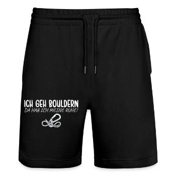 Bouldern Da hab ich meine Ruhe Klettern - Stanley/Stella Unisex Bio Joggingshorts Trainer  - Schwarz - Vorne - Nik (191cm) & Marisol (170cm)