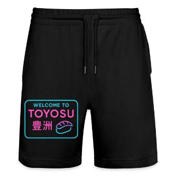 Welcome to Toyosu - Short de jogging bio TRAINER Stanley/Stella unisexe - noir - Devant - Nik (191cm) & Marisol (170cm)