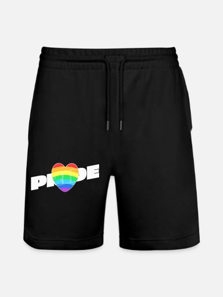 Pride Herz - Regenbogen Design - Stanley/Stella Unisex Bio Joggingshorts Trainer  - Schwarz