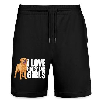 Ich liebe behaarte Labrador-Mädchen Labrador Retriever - Stanley/Stella Unisex Bio Joggingshorts Trainer  - Schwarz - Vorne - Nik (191cm) & Marisol (170cm)