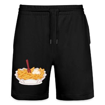 pommes - Stanley/Stella Unisex Bio Joggingshorts Trainer  - Schwarz - Vorne - Nik (191cm) & Marisol (170cm)