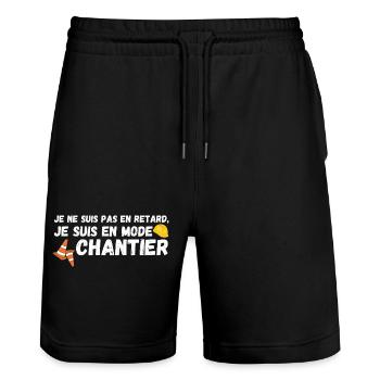 Je suis en mode chantier - Short de jogging bio TRAINER Stanley/Stella unisexe - noir - Devant - Nik (191cm) & Marisol (170cm)
