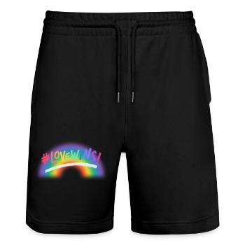 Liebe gewinnt Regenbogen - Stanley/Stella Unisex Bio Joggingshorts Trainer  - Schwarz - Vorne - Nik (191cm) & Marisol (170cm)
