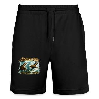 Lions of the Sea – Vintage Sea Lion Wildlife - Stanley/Stella Unisex Bio Joggingshorts Trainer  - Schwarz - Vorne - Nik (191cm) & Marisol (170cm)