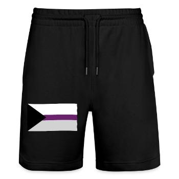 Demisexuelle Pride Flagge - Stanley/Stella Unisex Bio Joggingshorts Trainer  - Schwarz - Vorne - Nik (191cm) & Marisol (170cm)