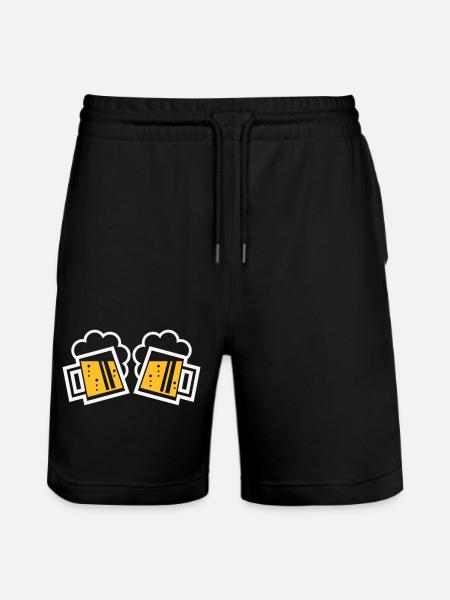 2 Bayrische Bierkrüge Prosten (Bier / NEG 2C) - Stanley/Stella Unisex Bio Joggingshorts Trainer  - Schwarz