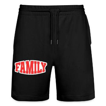 Family - Stanley/Stella Unisex Bio Joggingshorts Trainer  - Schwarz - Vorne - Nik (191cm) & Marisol (170cm)