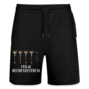 Rechenzentrum Gärtner Garten Gartenarbeit - Stanley/Stella Unisex Bio Joggingshorts Trainer  - Schwarz - Vorne - Nik (191cm) & Marisol (170cm)