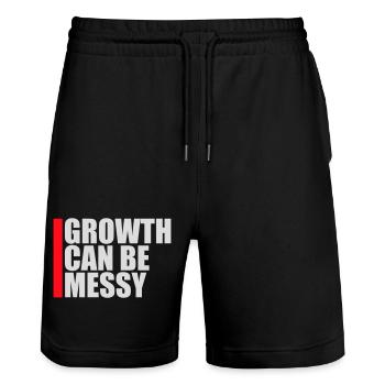 Growth Can Be Messy Personal Growth Quote Logo - Stanley/Stella Trainer Unisex Organic Jogging Shorts - black - Front - Nik (191cm) & Marisol (170cm)