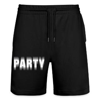 Party – Minimalist Typography Statement - Stanley/Stella Trainer Unisex Organic Jogging Shorts - black - Front - Nik (191cm) & Marisol (170cm)