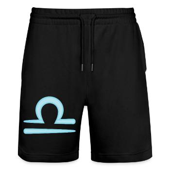 Waagezeichensymbol Pastellblau - Stanley/Stella Unisex Bio Joggingshorts Trainer  - Schwarz - Vorne - Nik (191cm) & Marisol (170cm)