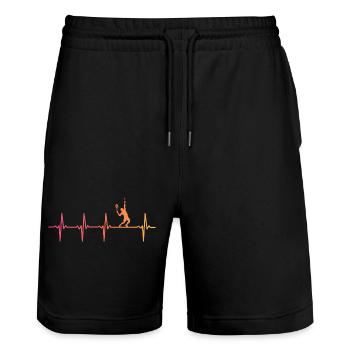 Tennisspieler von Sunset Heartbeat - Stanley/Stella Unisex Bio Joggingshorts Trainer  - Schwarz - Vorne - Nik (191cm) & Marisol (170cm)