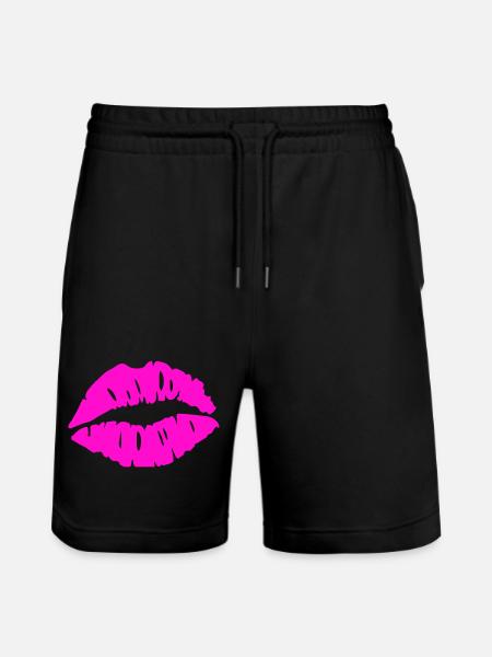 Lippenkuss Neonrosa - Stanley/Stella Unisex Bio Joggingshorts Trainer  - Schwarz